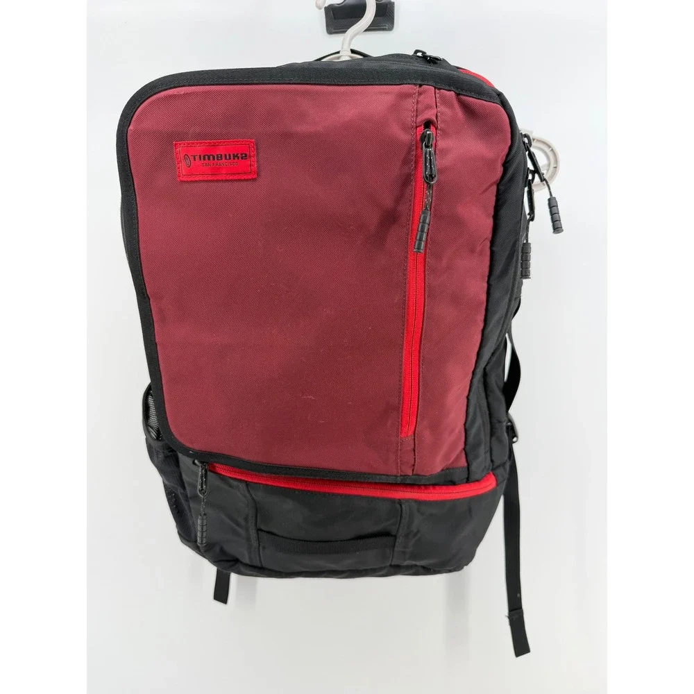 Timbuk2 Uptown Laptop Backpack Red Black Commuter Travel Bag with Bottle Opener
